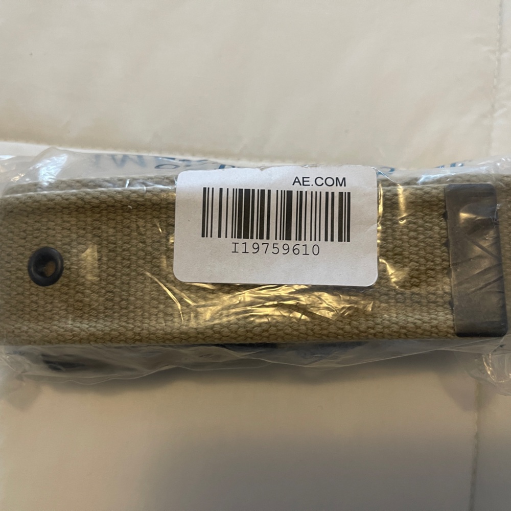 American Eagle Ring Belt Size Small 30-36 Fabric  Reversable White Surplus